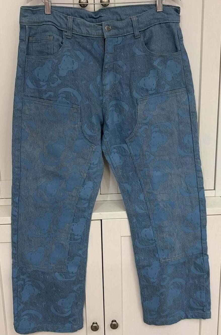 Pallet Dog Print Patterned Blue Denim Jeans Tagged size 34